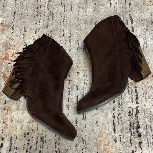 Brown Fringe Booties